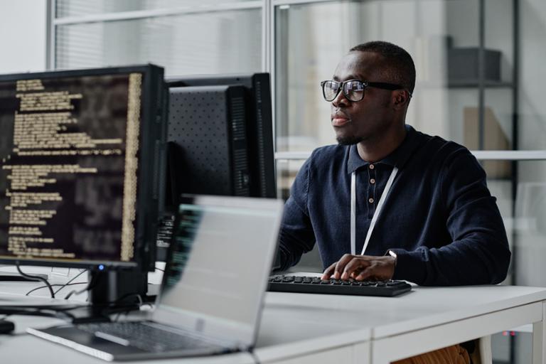 Professionnel au travail sur ordinateur — Osuria